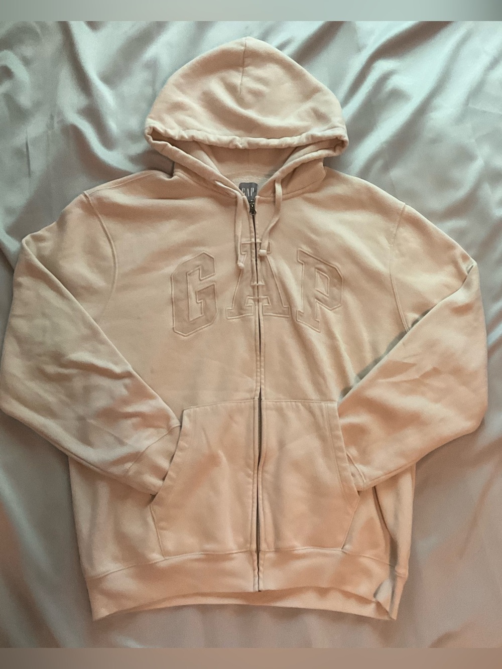 GAP Pale Pink Embroidered Logo Zip Hoodie